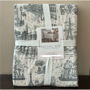 Rachel Zoe Valentines Day Tablecloth Eiffel Tower Paris Hearts Love New 60”x 104